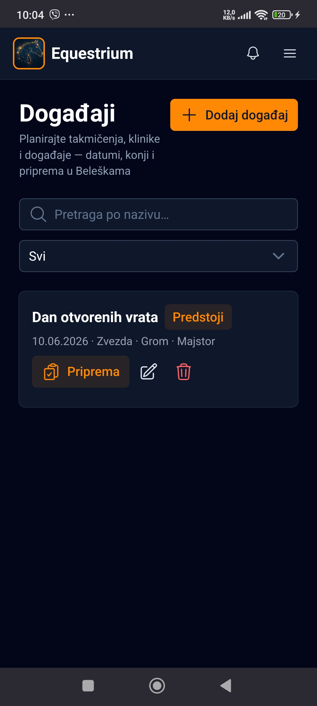 Equestrium događaji menadžera štale sa danom otvorenih vrata